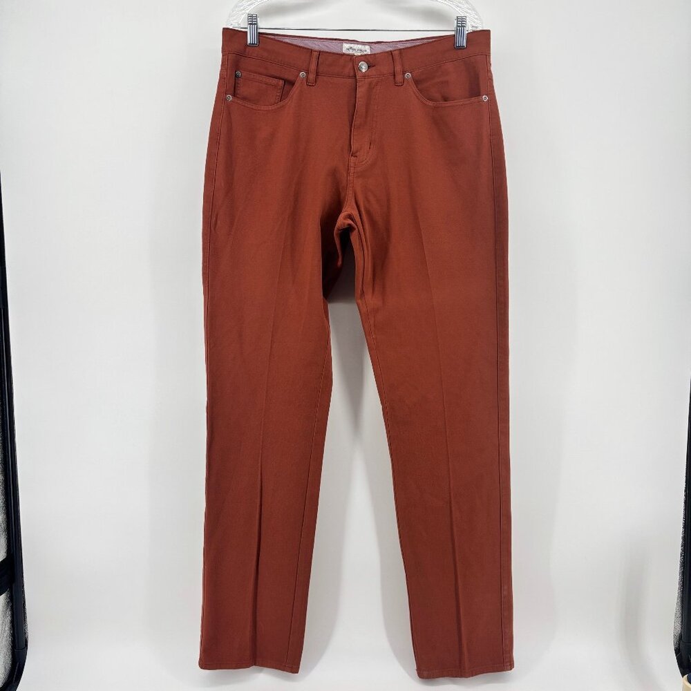Peter Millar Mens Rust Straight Leg Cotton Blend Golf Pants Size‎ 34